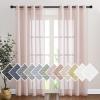 imageNICETOWN Kitchen Curtains 45 inch Length Grommet Short Curtains Semi Sheer Linen Drapes Privacy with Light Filtering for BedroomBasement Citrine W52 x L45 2 PanelsDusty Blush