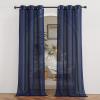 imageNICETOWN Kitchen Curtains 45 inch Length Grommet Short Curtains Semi Sheer Linen Drapes Privacy with Light Filtering for BedroomBasement Citrine W52 x L45 2 PanelsDark Blue