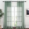 imageNICETOWN Kitchen Curtains 45 inch Length Grommet Short Curtains Semi Sheer Linen Drapes Privacy with Light Filtering for BedroomBasement Citrine W52 x L45 2 PanelsOlive Green