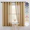 imageNICETOWN Kitchen Curtains 45 inch Length Grommet Short Curtains Semi Sheer Linen Drapes Privacy with Light Filtering for BedroomBasement Citrine W52 x L45 2 PanelsCamel