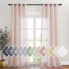 imageNICETOWN Kitchen Curtains 45 inch Length Grommet Short Curtains Semi Sheer Linen Drapes Privacy with Light Filtering for BedroomBasement Citrine W52 x L45 2 PanelsDusty Blush