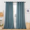 imageNICETOWN Kitchen Curtains 45 inch Length Grommet Short Curtains Semi Sheer Linen Drapes Privacy with Light Filtering for BedroomBasement Citrine W52 x L45 2 PanelsSmoke Blue