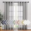 imageNICETOWN Kitchen Curtains 45 inch Length Grommet Short Curtains Semi Sheer Linen Drapes Privacy with Light Filtering for BedroomBasement Citrine W52 x L45 2 PanelsCharcoal Grey