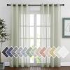 imageNICETOWN Kitchen Curtains 45 inch Length Grommet Short Curtains Semi Sheer Linen Drapes Privacy with Light Filtering for BedroomBasement Citrine W52 x L45 2 PanelsSage Green