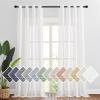imageNICETOWN Kitchen Curtains 45 inch Length Grommet Short Curtains Semi Sheer Linen Drapes Privacy with Light Filtering for BedroomBasement Citrine W52 x L45 2 PanelsWhite