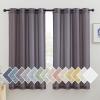 imageNICETOWN Kitchen Curtains 45 inch Length Grommet Short Curtains Semi Sheer Linen Drapes Privacy with Light Filtering for BedroomBasement Citrine W52 x L45 2 PanelsPurple Brown