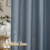 imageNICETOWN Kitchen Curtains 45 inch Length Grommet Short Curtains Semi Sheer Linen Drapes Privacy with Light Filtering for BedroomBasement Citrine W52 x L45 2 PanelsLinen Stone Blue