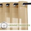 imageNICETOWN Kitchen Curtains 45 inch Length Grommet Short Curtains Semi Sheer Linen Drapes Privacy with Light Filtering for BedroomBasement Citrine W52 x L45 2 PanelsCamel