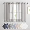 imageNICETOWN Kitchen Curtains 45 inch Length Grommet Short Curtains Semi Sheer Linen Drapes Privacy with Light Filtering for BedroomBasement Citrine W52 x L45 2 PanelsGrey