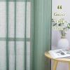 imageNICETOWN Kitchen Curtains 45 inch Length Grommet Short Curtains Semi Sheer Linen Drapes Privacy with Light Filtering for BedroomBasement Citrine W52 x L45 2 PanelsOlive Green