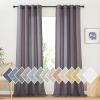 imageNICETOWN Kitchen Curtains 45 inch Length Grommet Short Curtains Semi Sheer Linen Drapes Privacy with Light Filtering for BedroomBasement Citrine W52 x L45 2 PanelsPurple Brown