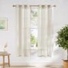 imageNICETOWN Kitchen Curtains 45 inch Length Grommet Short Curtains Semi Sheer Linen Drapes Privacy with Light Filtering for BedroomBasement Citrine W52 x L45 2 PanelsNatural