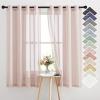 imageNICETOWN Kitchen Curtains 45 inch Length Grommet Short Curtains Semi Sheer Linen Drapes Privacy with Light Filtering for BedroomBasement Citrine W52 x L45 2 PanelsDusty Blush