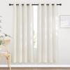 imageNICETOWN Kitchen Curtains 45 inch Length Grommet Short Curtains Semi Sheer Linen Drapes Privacy with Light Filtering for BedroomBasement Citrine W52 x L45 2 PanelsLinen