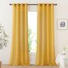 imageNICETOWN Kitchen Curtains 45 inch Length Grommet Short Curtains Semi Sheer Linen Drapes Privacy with Light Filtering for BedroomBasement Citrine W52 x L45 2 PanelsCitrine