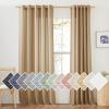 imageNICETOWN Kitchen Curtains 45 inch Length Grommet Short Curtains Semi Sheer Linen Drapes Privacy with Light Filtering for BedroomBasement Citrine W52 x L45 2 PanelsCamel