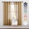 imageNICETOWN Kitchen Curtains 45 inch Length Grommet Short Curtains Semi Sheer Linen Drapes Privacy with Light Filtering for BedroomBasement Citrine W52 x L45 2 PanelsCamel