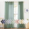 imageNICETOWN Kitchen Curtains 45 inch Length Grommet Short Curtains Semi Sheer Linen Drapes Privacy with Light Filtering for BedroomBasement Citrine W52 x L45 2 PanelsOlive Green