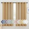imageNICETOWN Kitchen Curtains 45 inch Length Grommet Short Curtains Semi Sheer Linen Drapes Privacy with Light Filtering for BedroomBasement Citrine W52 x L45 2 PanelsDesert Yellow