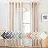 imageNICETOWN Kitchen Curtains 45 inch Length Grommet Short Curtains Semi Sheer Linen Drapes Privacy with Light Filtering for BedroomBasement Citrine W52 x L45 2 PanelsBeige