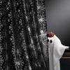 imageNICETOWN Kitchen Curtains 45 inch Length Grommet Short Curtains Semi Sheer Linen Drapes Privacy with Light Filtering for BedroomBasement Citrine W52 x L45 2 PanelsBlack Silver Foil Print
