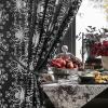 imageNICETOWN Kitchen Curtains 45 inch Length Grommet Short Curtains Semi Sheer Linen Drapes Privacy with Light Filtering for BedroomBasement Citrine W52 x L45 2 PanelsBlack Silver Foil Print