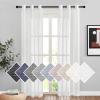 imageNICETOWN Kitchen Curtains 45 inch Length Grommet Short Curtains Semi Sheer Linen Drapes Privacy with Light Filtering for BedroomBasement Citrine W52 x L45 2 PanelsWhite