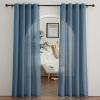 imageNICETOWN Kitchen Curtains 45 inch Length Grommet Short Curtains Semi Sheer Linen Drapes Privacy with Light Filtering for BedroomBasement Citrine W52 x L45 2 PanelsStone Blue
