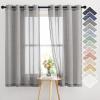 imageNICETOWN Kitchen Curtains 45 inch Length Grommet Short Curtains Semi Sheer Linen Drapes Privacy with Light Filtering for BedroomBasement Citrine W52 x L45 2 PanelsCharcoal Grey