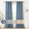 imageNICETOWN Kitchen Curtains 45 inch Length Grommet Short Curtains Semi Sheer Linen Drapes Privacy with Light Filtering for BedroomBasement Citrine W52 x L45 2 PanelsStone Blue