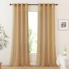imageNICETOWN Kitchen Curtains 45 inch Length Grommet Short Curtains Semi Sheer Linen Drapes Privacy with Light Filtering for BedroomBasement Citrine W52 x L45 2 PanelsDesert Yellow