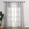 imageNICETOWN Kitchen Curtains 45 inch Length Grommet Short Curtains Semi Sheer Linen Drapes Privacy with Light Filtering for BedroomBasement Citrine W52 x L45 2 PanelsGrey