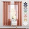 imageNICETOWN Kitchen Curtains 45 inch Length Grommet Short Curtains Semi Sheer Linen Drapes Privacy with Light Filtering for BedroomBasement Citrine W52 x L45 2 PanelsBurnt Orange