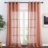 imageNICETOWN Kitchen Curtains 45 inch Length Grommet Short Curtains Semi Sheer Linen Drapes Privacy with Light Filtering for BedroomBasement Citrine W52 x L45 2 PanelsBurnt Orange