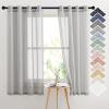 imageNICETOWN Kitchen Curtains 45 inch Length Grommet Short Curtains Semi Sheer Linen Drapes Privacy with Light Filtering for BedroomBasement Citrine W52 x L45 2 PanelsGrey