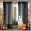 imageNICETOWN Kitchen Curtains 45 inch Length Grommet Short Curtains Semi Sheer Linen Drapes Privacy with Light Filtering for BedroomBasement Citrine W52 x L45 2 PanelsBlack Silver Foil Print