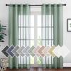 imageNICETOWN Kitchen Curtains 45 inch Length Grommet Short Curtains Semi Sheer Linen Drapes Privacy with Light Filtering for BedroomBasement Citrine W52 x L45 2 PanelsOlive Green