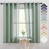 imageNICETOWN Kitchen Curtains 45 inch Length Grommet Short Curtains Semi Sheer Linen Drapes Privacy with Light Filtering for BedroomBasement Citrine W52 x L45 2 PanelsOlive Green