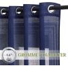 imageNICETOWN Kitchen Curtains 45 inch Length Grommet Short Curtains Semi Sheer Linen Drapes Privacy with Light Filtering for BedroomBasement Citrine W52 x L45 2 PanelsDark Blue