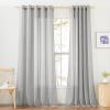 imageNICETOWN Kitchen Curtains 45 inch Length Grommet Short Curtains Semi Sheer Linen Drapes Privacy with Light Filtering for BedroomBasement Citrine W52 x L45 2 PanelsGrey