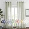 imageNICETOWN Kitchen Curtains 45 inch Length Grommet Short Curtains Semi Sheer Linen Drapes Privacy with Light Filtering for BedroomBasement Citrine W52 x L45 2 PanelsSage Green