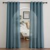 imageNICETOWN Kitchen Curtains 45 inch Length Grommet Short Curtains Semi Sheer Linen Drapes Privacy with Light Filtering for BedroomBasement Citrine W52 x L45 2 PanelsSmoke Blue