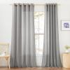 imageNICETOWN Kitchen Curtains 45 inch Length Grommet Short Curtains Semi Sheer Linen Drapes Privacy with Light Filtering for BedroomBasement Citrine W52 x L45 2 PanelsCharcoal Grey