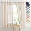 imageNICETOWN Kitchen Curtains 45 inch Length Grommet Short Curtains Semi Sheer Linen Drapes Privacy with Light Filtering for BedroomBasement Citrine W52 x L45 2 PanelsBeige