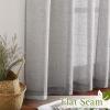 imageNICETOWN Kitchen Curtains 45 inch Length Grommet Short Curtains Semi Sheer Linen Drapes Privacy with Light Filtering for BedroomBasement Citrine W52 x L45 2 PanelsCharcoal Grey