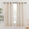 imageNICETOWN Kitchen Curtains 45 inch Length Grommet Short Curtains Semi Sheer Linen Drapes Privacy with Light Filtering for BedroomBasement Citrine W52 x L45 2 PanelsBeige