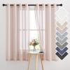 imageNICETOWN Kitchen Curtains 45 inch Length Grommet Short Curtains Semi Sheer Linen Drapes Privacy with Light Filtering for BedroomBasement Citrine W52 x L45 2 PanelsDusty Blush