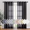 imageNICETOWN Kitchen Curtains 45 inch Length Grommet Short Curtains Semi Sheer Linen Drapes Privacy with Light Filtering for BedroomBasement Citrine W52 x L45 2 PanelsBlack