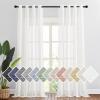 imageNICETOWN Kitchen Curtains 45 inch Length Grommet Short Curtains Semi Sheer Linen Drapes Privacy with Light Filtering for BedroomBasement Citrine W52 x L45 2 PanelsIvory