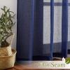 imageNICETOWN Kitchen Curtains 45 inch Length Grommet Short Curtains Semi Sheer Linen Drapes Privacy with Light Filtering for BedroomBasement Citrine W52 x L45 2 PanelsDark Blue